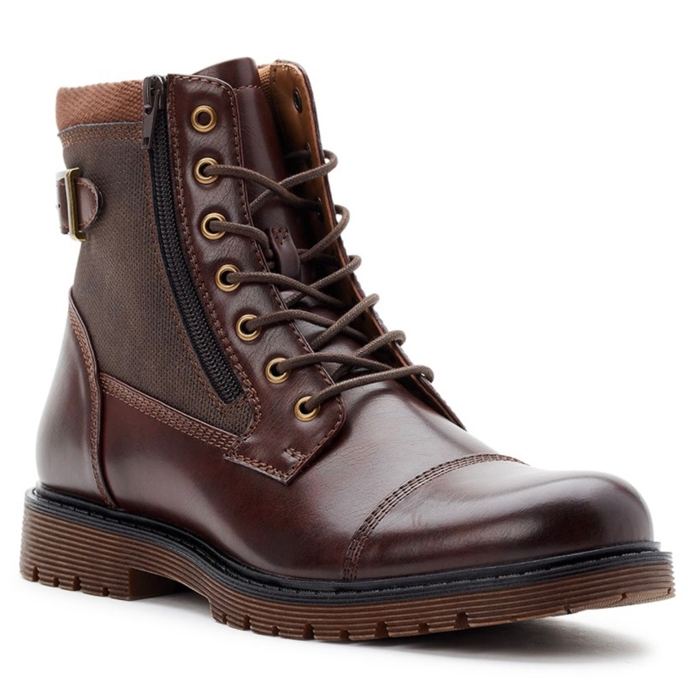 Madden NYC Men’s Zip Buckle Boot Size 8.5 Brown Colored Multi New